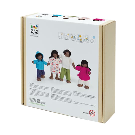 PlanToys Dark Skin Tone Wood Doll Family Set